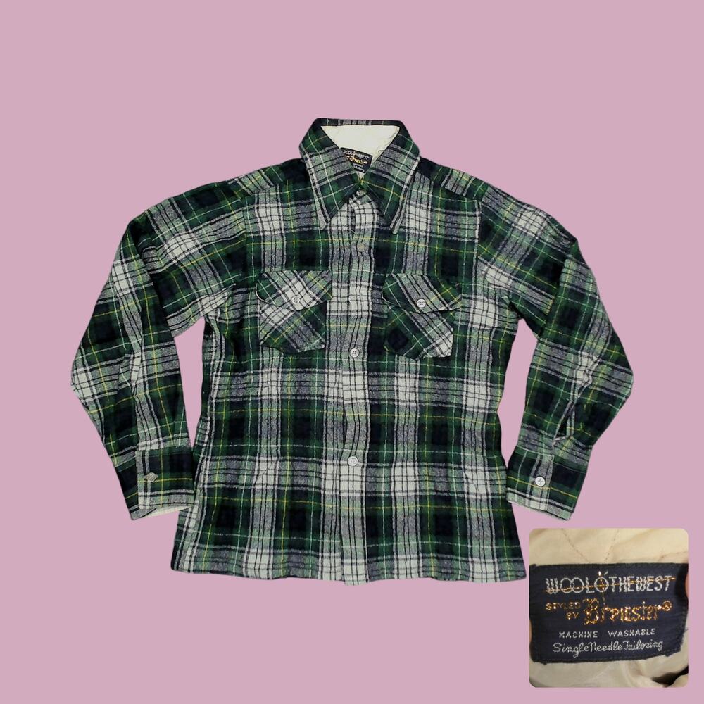 Vintage 70s Brewster Oversized Plaid Wool Shacket Womens S